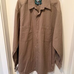 NWT Men’s Tan Button-Up Shirt Size Large